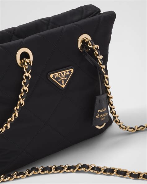 prada 1995 reedition|Prada nylon tote with chain.